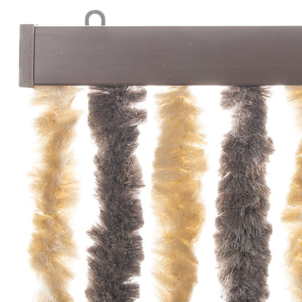vidaXL Chenille Fly Curtain Dark Brown and Beige 100x230 cm