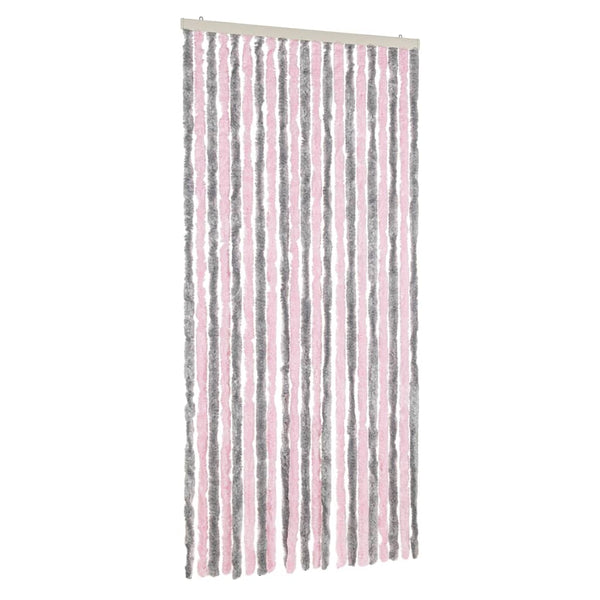 vidaXL Fly Screen Curtain Silver-Grey and Pink 90x220 cm Chenille