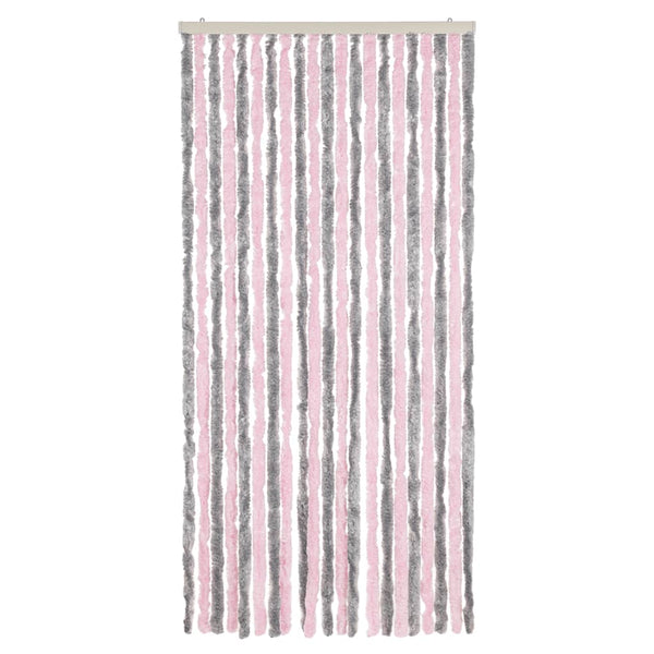 vidaXL Fly Screen Curtain Silver-Grey and Pink 90x220 cm Chenille