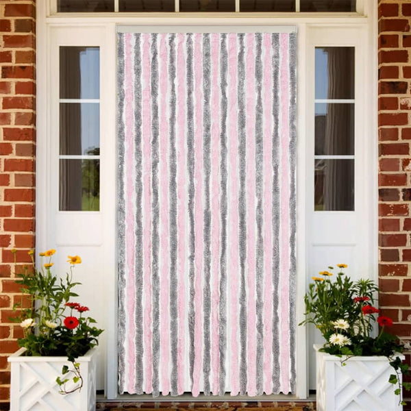vidaXL Fly Screen Curtain Silver-Grey and Pink 90x220 cm Chenille