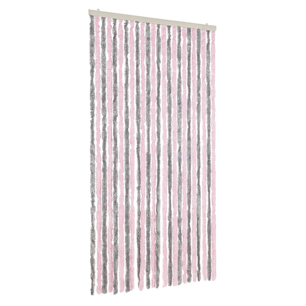 vidaXL Chenille Fly Curtain Silver-Gray and Pink 100x200 cm