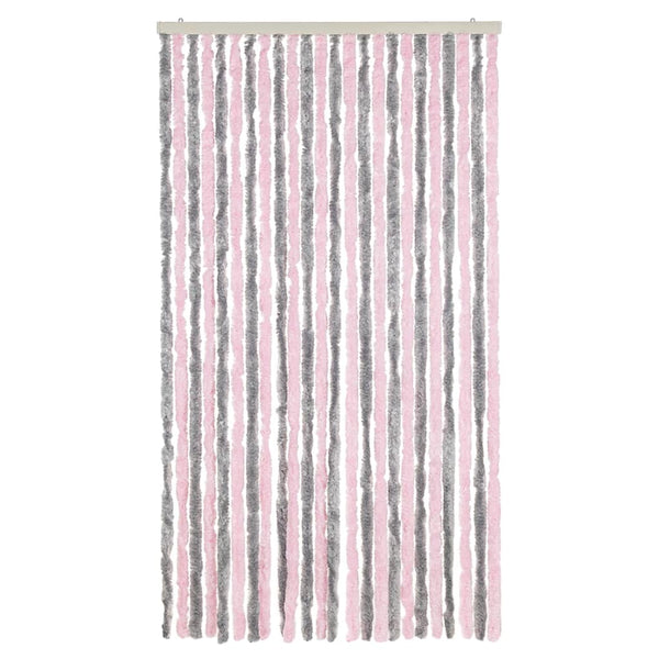 vidaXL Chenille Fly Curtain Silver-Gray and Pink 100x200 cm