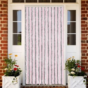 vidaXL Chenille Fly Curtain Silver-Gray and Pink 100x200 cm