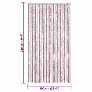 vidaXL Fly Curtain Silver-Grey and Pink 100x220 cm Chenille