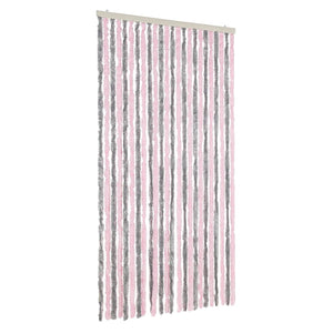 vidaXL Fly Screen Silver Grey and Pink 100x230 cm Chenille