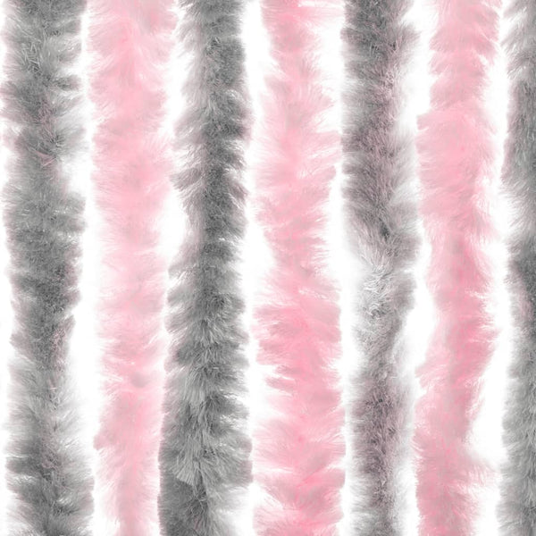 vidaXL Fly Screen Silver Grey and Pink 100x230 cm Chenille