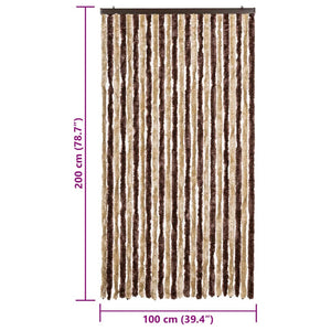 vidaXL Fly Curtain Beige and Light Brown 100x200 cm Chenille
