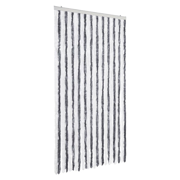 vidaXL Fly Screen Curtain Grey and White 100x200 cm Chenille