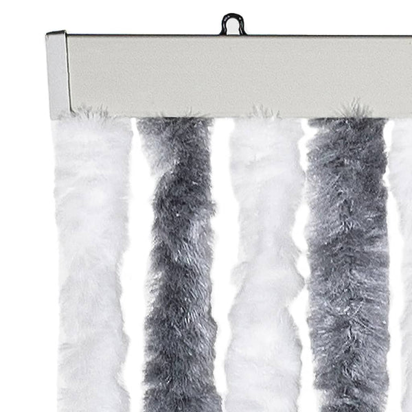 vidaXL Chenille Door Curtain Grey and White 100x230 cm