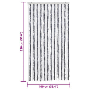 vidaXL Chenille Door Curtain Grey and White 100x230 cm