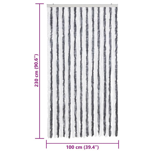 vidaXL Chenille Door Curtain Grey and White 100x230 cm