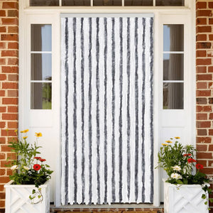 vidaXL Chenille Door Curtain Grey and White 100x230 cm