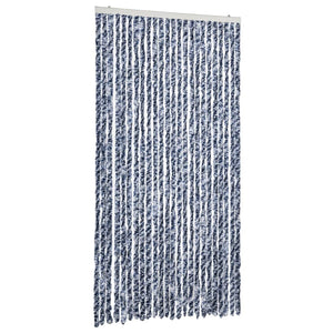 vidaXL Fly Curtain Blue and White 100x230 cm Chenille