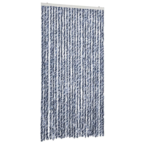 vidaXL Fly Curtain Blue and White 100x230 cm Chenille