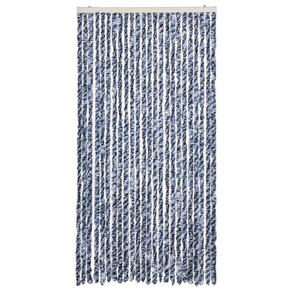 vidaXL Fly Curtain Blue and White 100x230 cm Chenille