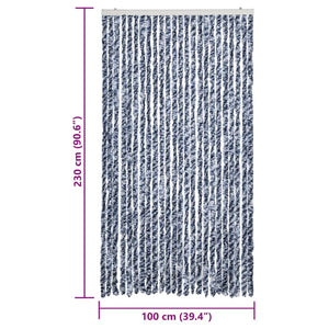 vidaXL Fly Curtain Blue and White 100x230 cm Chenille