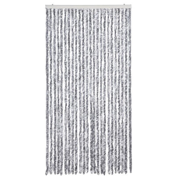 vidaXL Chenille Door Curtain White and Grey 100x200 cm