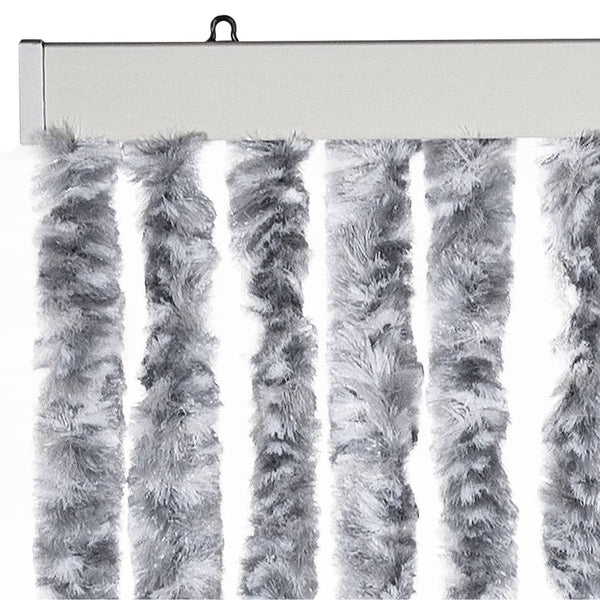 vidaXL Chenille Door Curtain White and Grey 100x200 cm