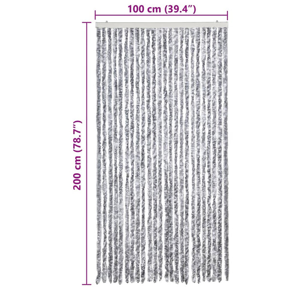 vidaXL Chenille Door Curtain White and Grey 100x200 cm