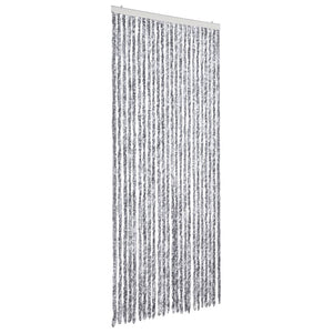 vidaXL Chenille Door Curtain White and Grey 100x230 cm