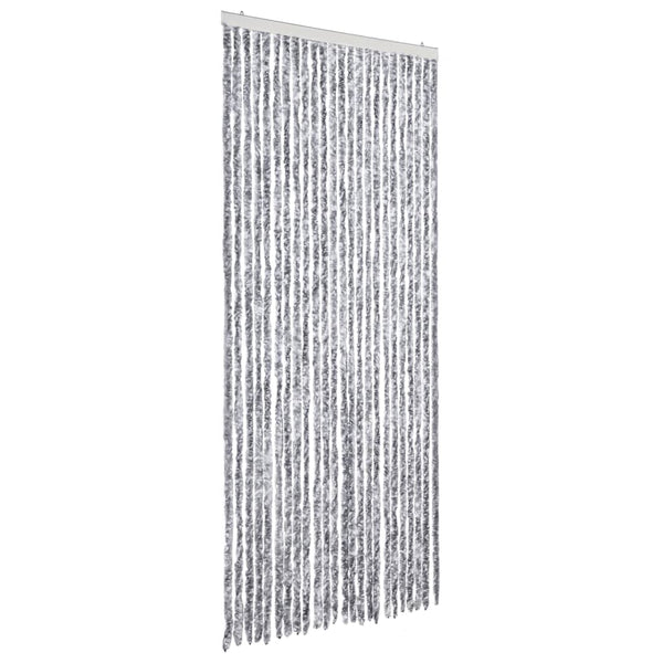 vidaXL Chenille Door Curtain White and Grey 100x230 cm