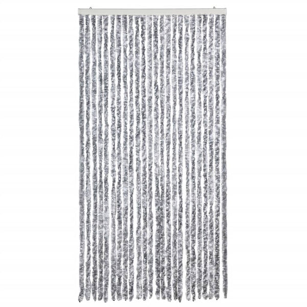 vidaXL Chenille Door Curtain White and Grey 100x230 cm