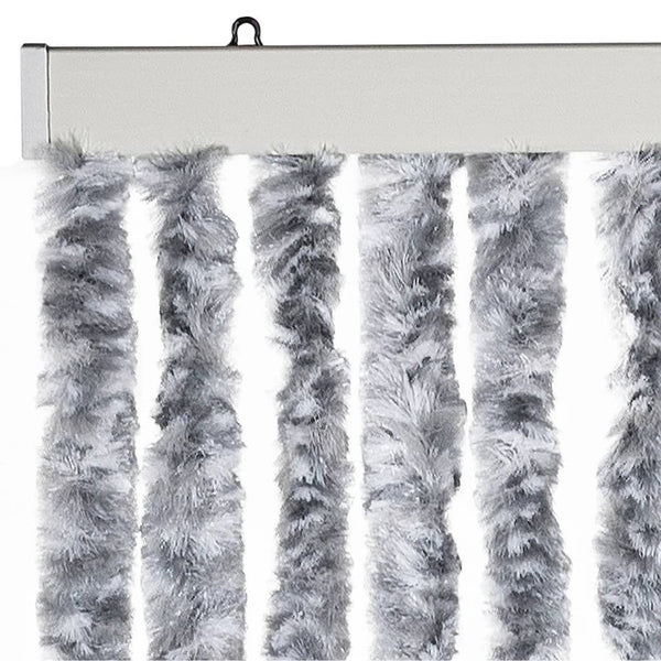 vidaXL Chenille Door Curtain White and Grey 100x230 cm