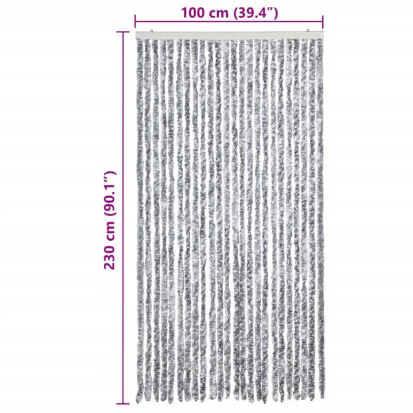 vidaXL Chenille Door Curtain White and Grey 100x230 cm