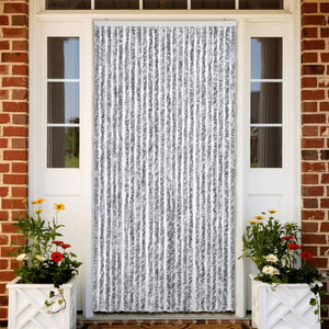 vidaXL Chenille Door Curtain White and Grey 100x230 cm