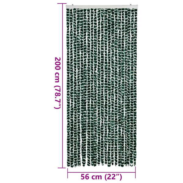 vidaXL Fly Screen Curtain Green and White 90x200 cm Chenille