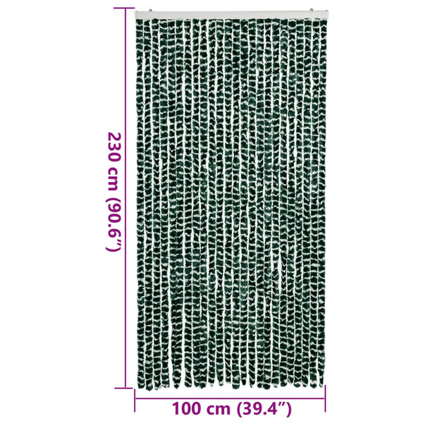 vidaXL Fly Screen Curtain Green and White 100x230 cm Chenille