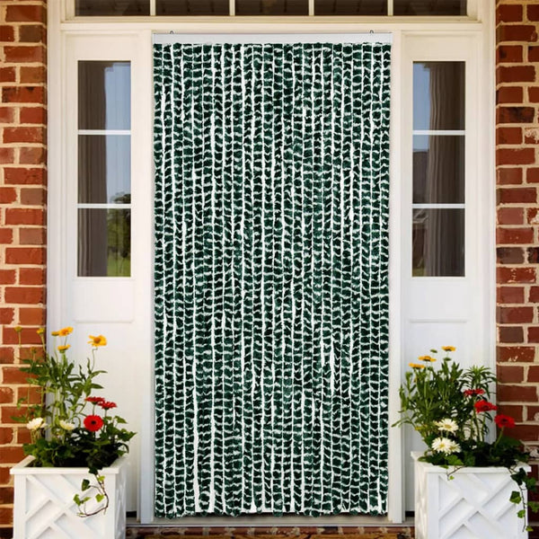 vidaXL Fly Screen Curtain Green and White 100x230 cm Chenille