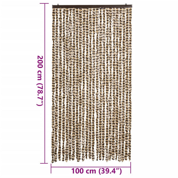 vidaXL Chenille Fly Curtain Beige and Brown 100x200 cm