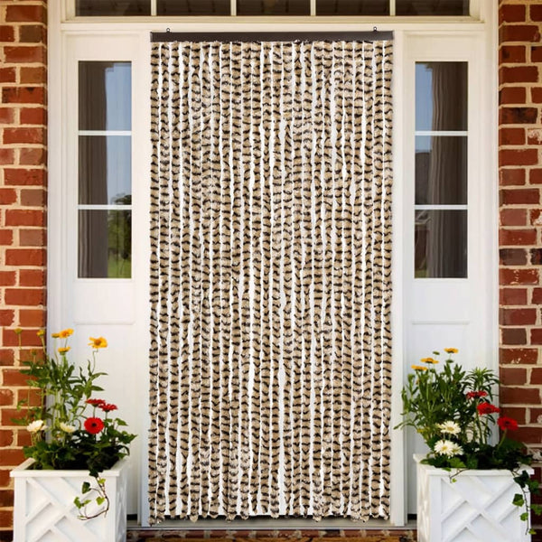vidaXL Fly Screen Curtain Beige and Brown 100x230 cm Chenille