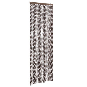 vidaXL Fly Screen Curtain Brown and White 56x200 cm Chenille