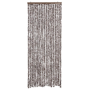 vidaXL Fly Screen Curtain Brown and White 56x200 cm Chenille
