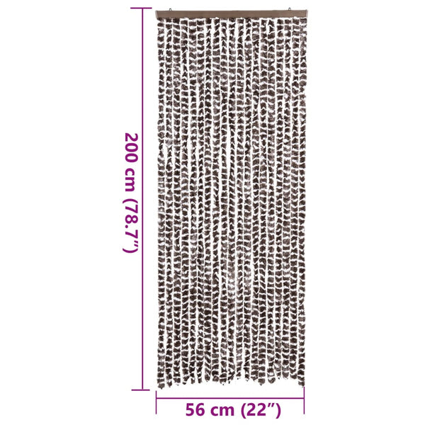 vidaXL Fly Screen Curtain Brown and White 56x200 cm Chenille