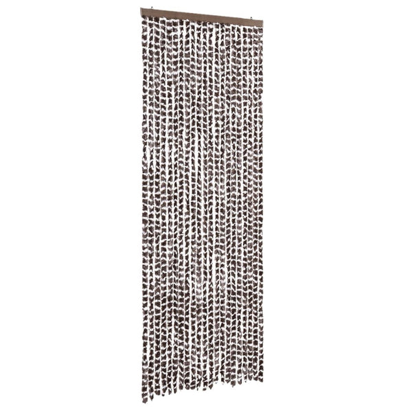 vidaXL Chenille Door Curtain Brown and White 90x200 cm