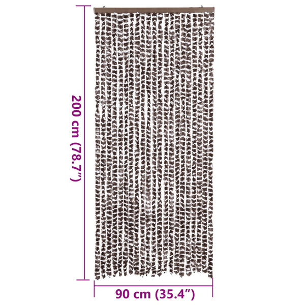 vidaXL Chenille Door Curtain Brown and White 90x200 cm