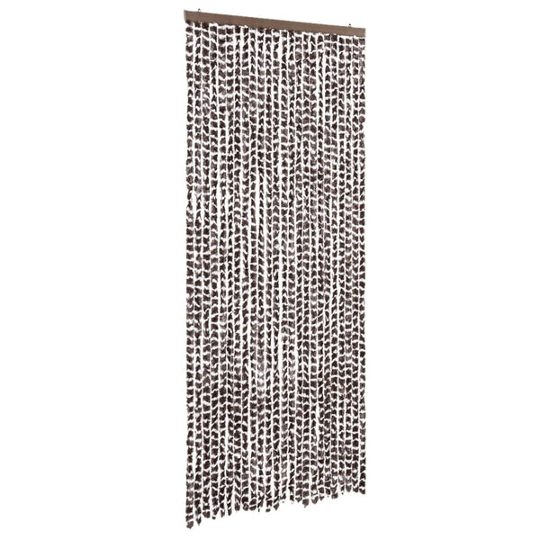 vidaXL Fly Screen Curtain Brown and White 100x230 cm Chenille