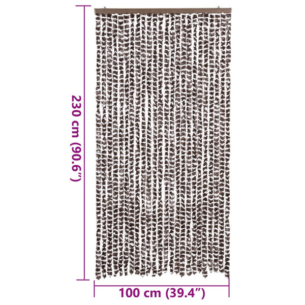 vidaXL Fly Screen Curtain Brown and White 100x230 cm Chenille