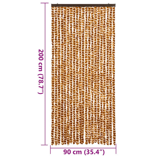 vidaXL Fly Curtain Ochre and White 90x200 cm Chenille