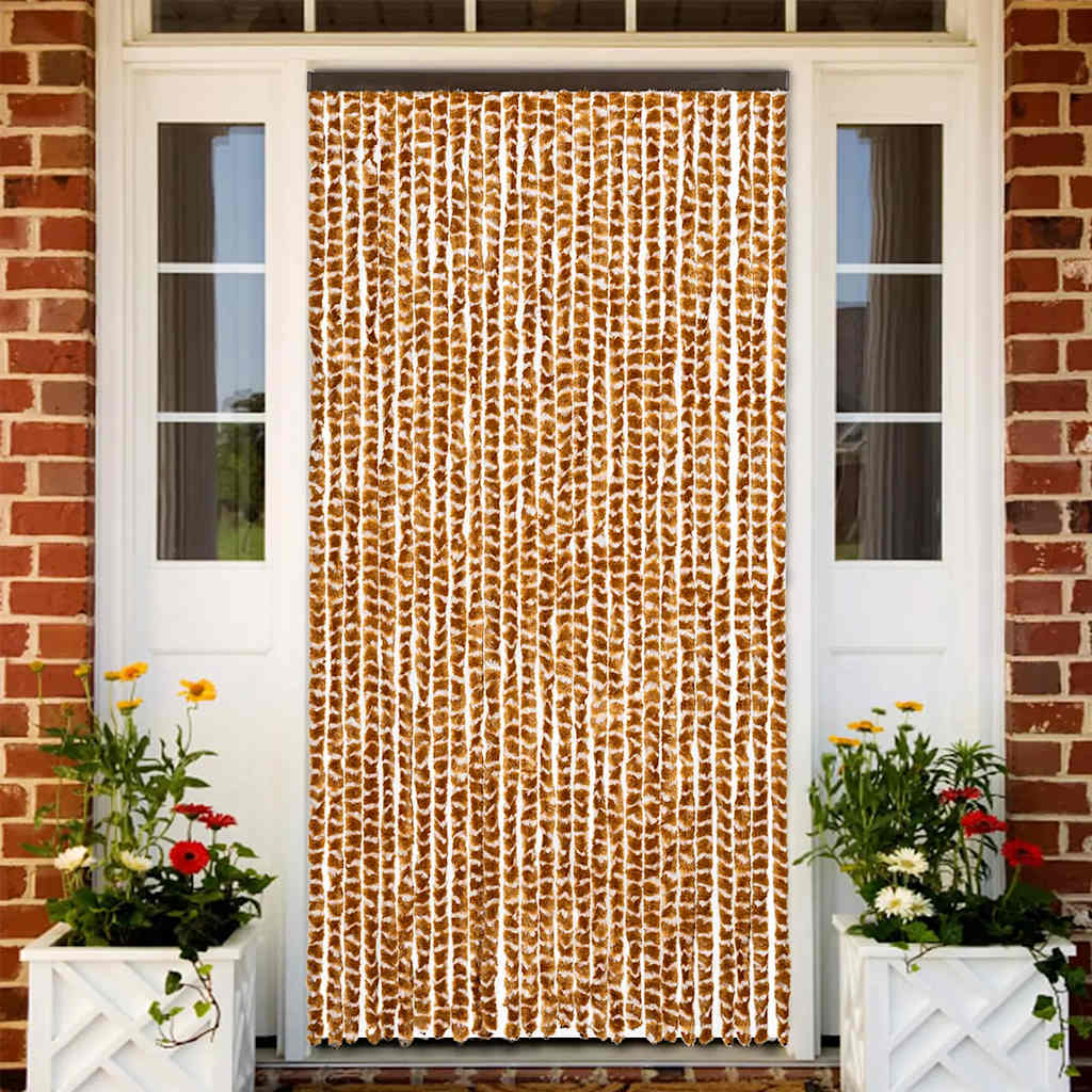 vidaXL Fly Curtain Ochre and White 90x200 cm Chenille