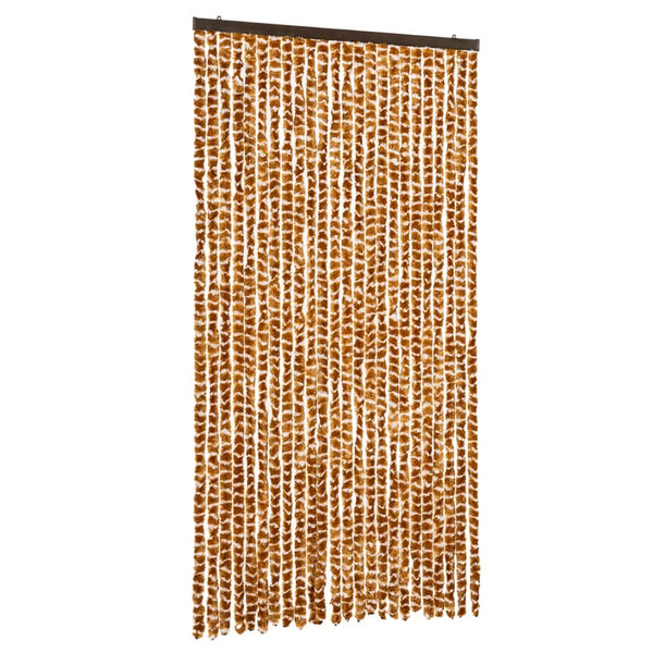 vidaXL Fly Screen Curtain Ochre and White 100x230 cm Chenille