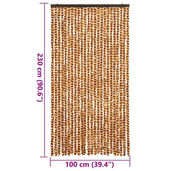 vidaXL Fly Screen Curtain Ochre and White 100x230 cm Chenille