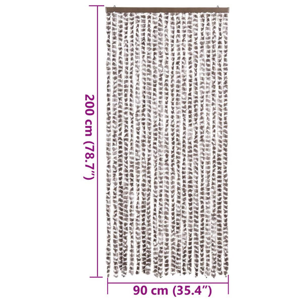 vidaXL Chenille Door Curtain Taupe and White 90x200 cm