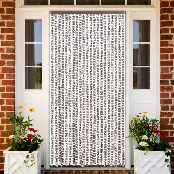 vidaXL Chenille Door Curtain Taupe and White 90x200 cm
