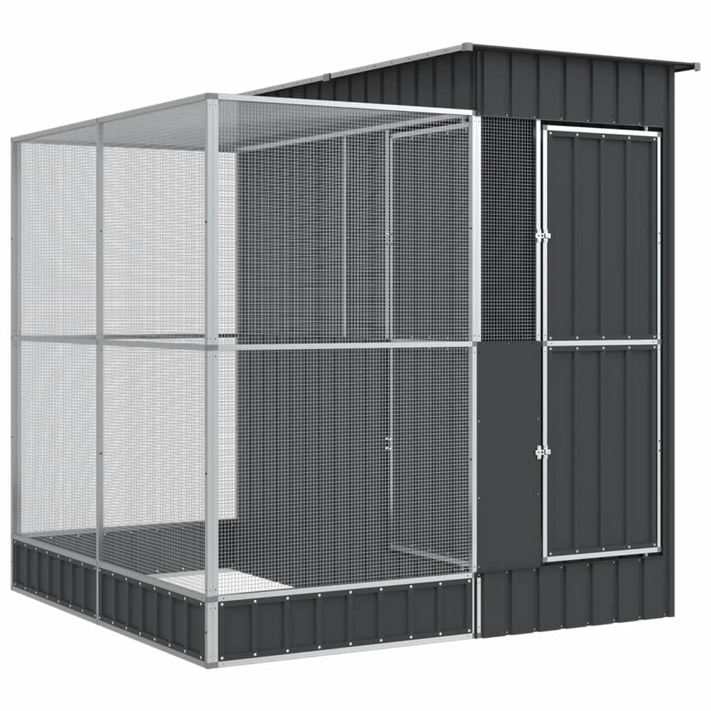 vidaXL Aviary with Extension Silver 209 x 203 x 216 cm Steel