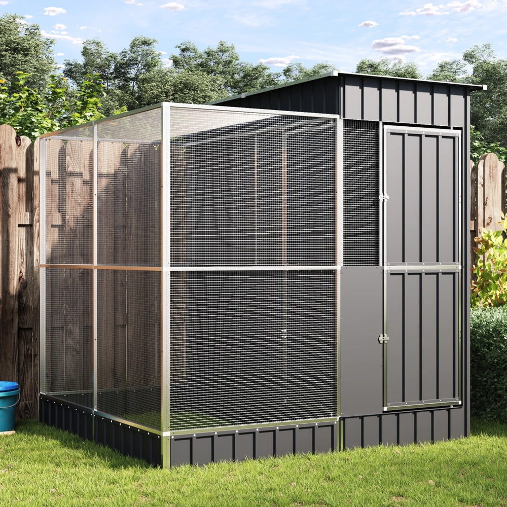 vidaXL Aviary with Extension Silver 209 x 203 x 216 cm Steel