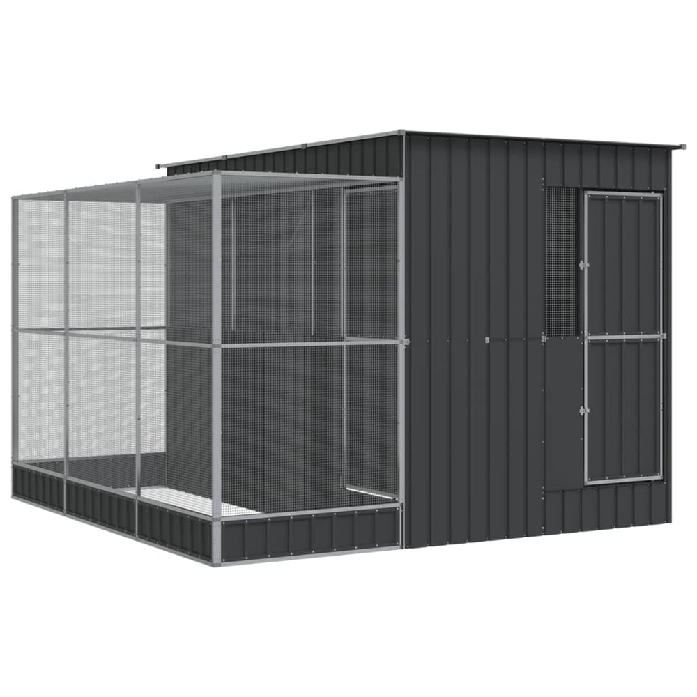vidaXL Aviary with Extension Silver 290 x 303 x 216 cm Steel